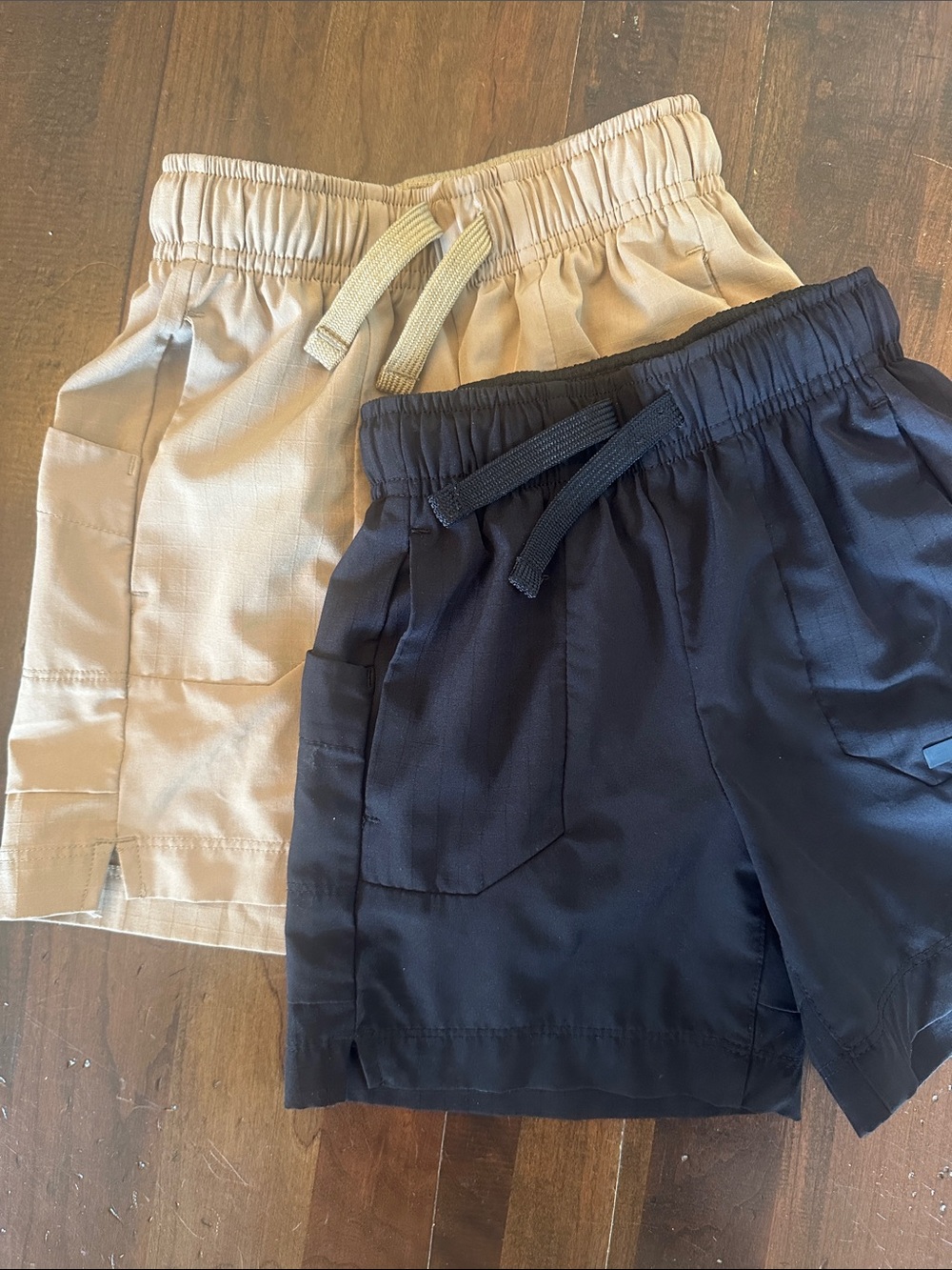 Athletic Works Black & Khaki Elastic Waist Drawstring Shorts